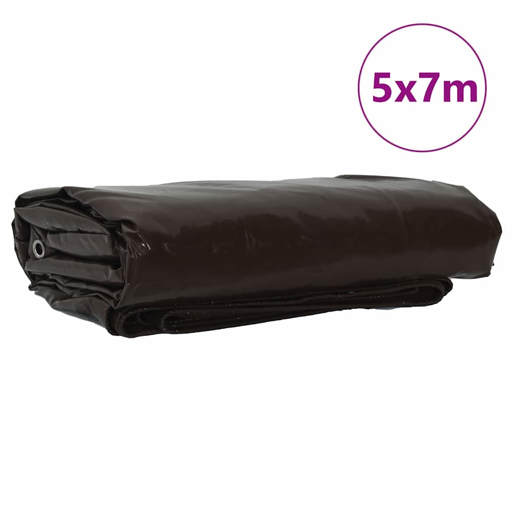 Vidaxl zeil 650g m² bruin 5 x 7 m canvas met pvc-coating