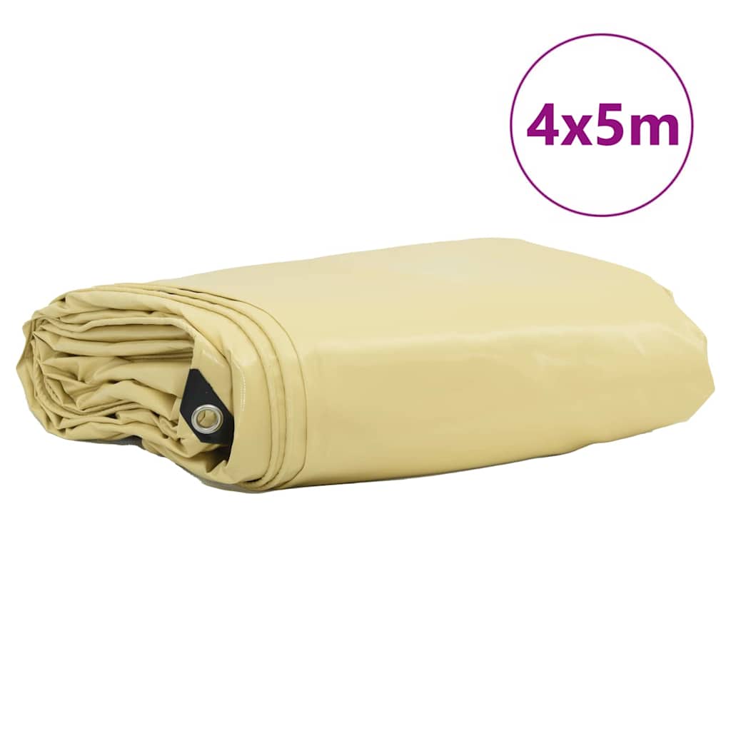 Vidaxl zeil 650g m² beige 4 x 5 m canvas met pvc-coating