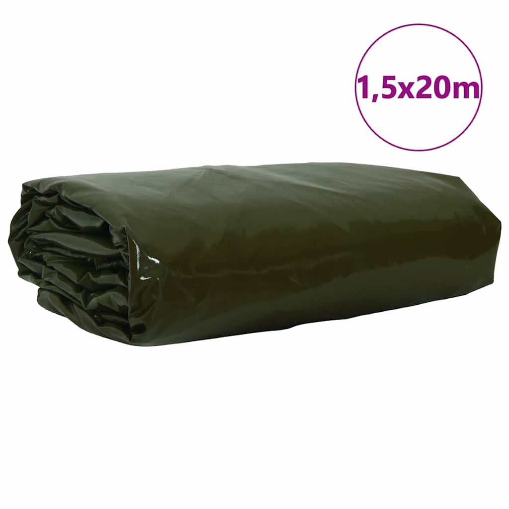 Vidaxl zeil 650g m² olijf groen 1,5 x 20 m canvas met pvc-coating