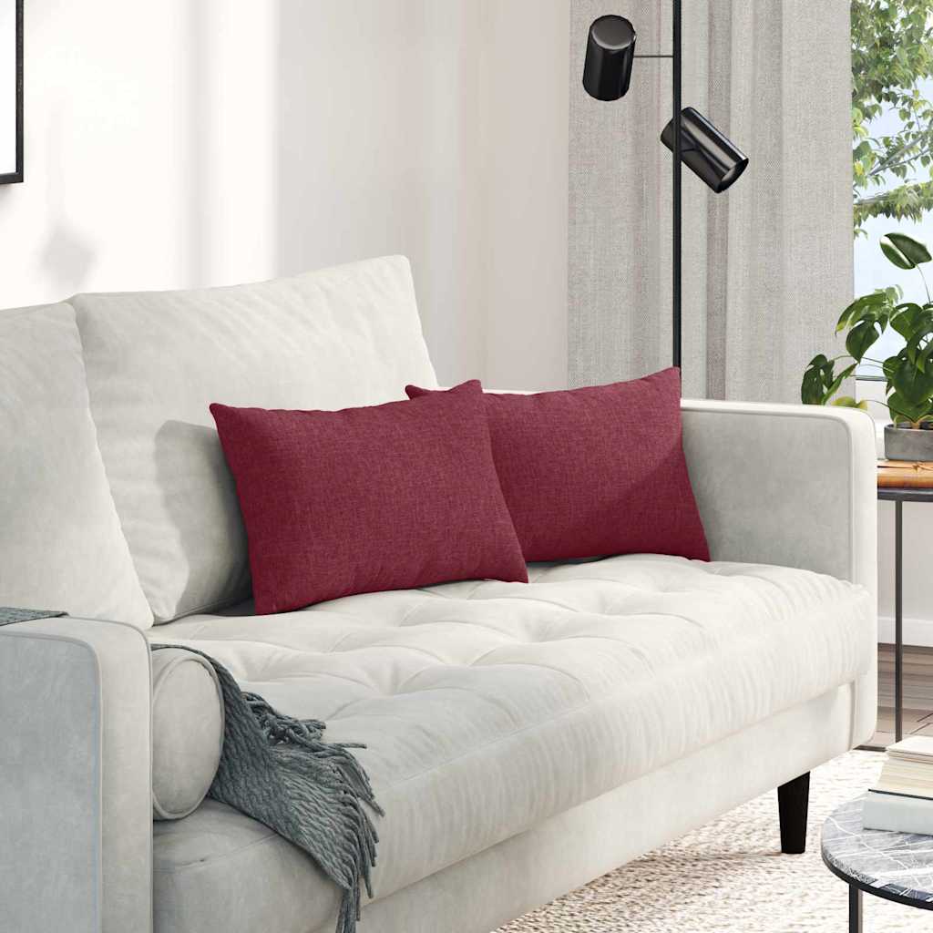 Vidaxl sofa kussens 2 pcs wijnrood 50 x 30 cm stof