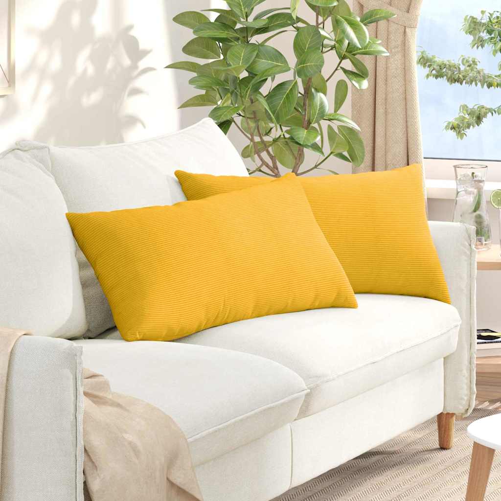 Vidaxl sofa kussens 2 stuks lichtgeel 80 x 40 cm cordstof