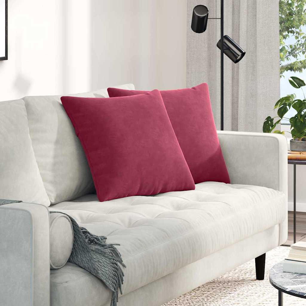 Vidaxl sofa kussens 2 stuks wijnrood 50 x 50 cm cordstof