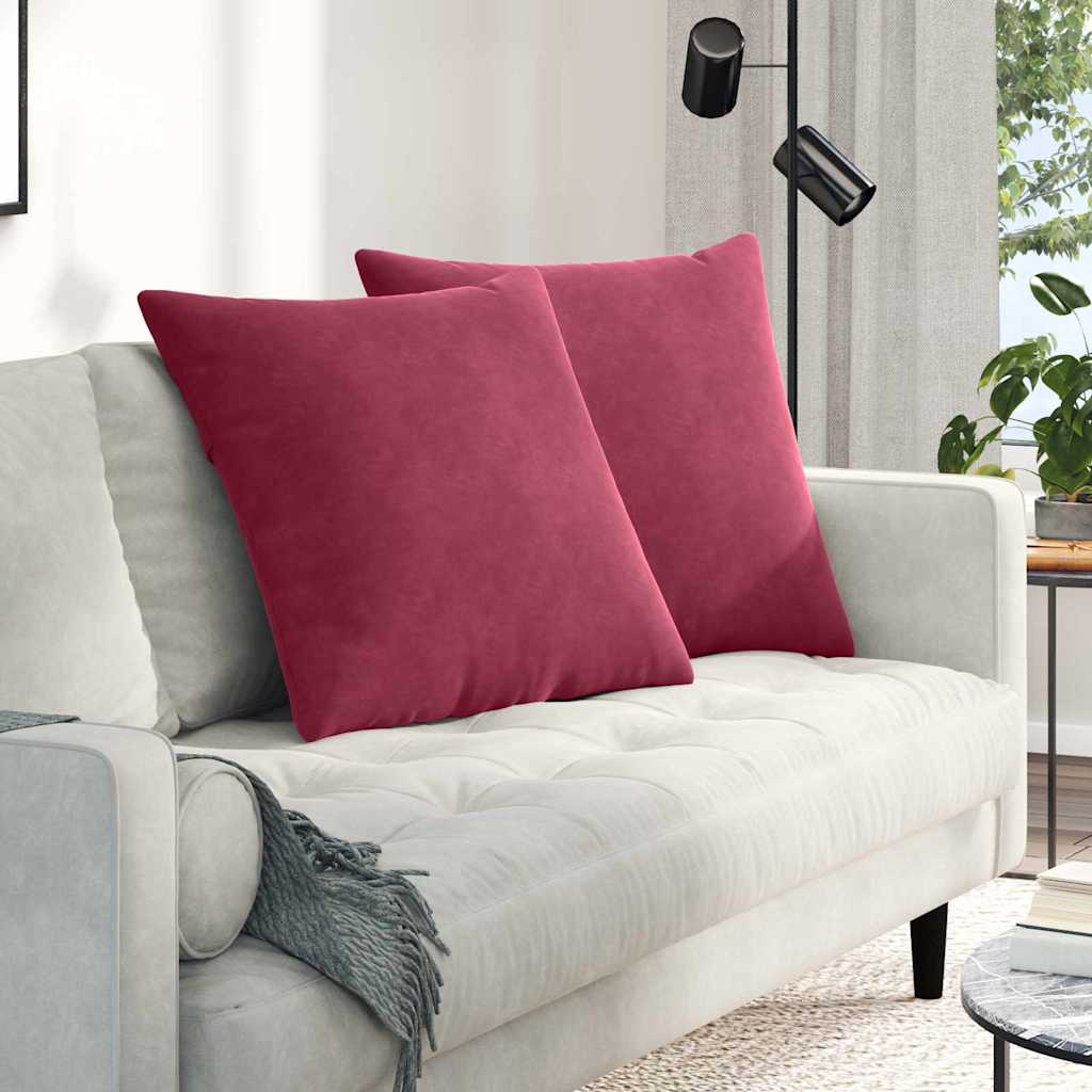 Vidaxl sofa kussens 2 stuks wijnrood 80 x 80 cm cordstof