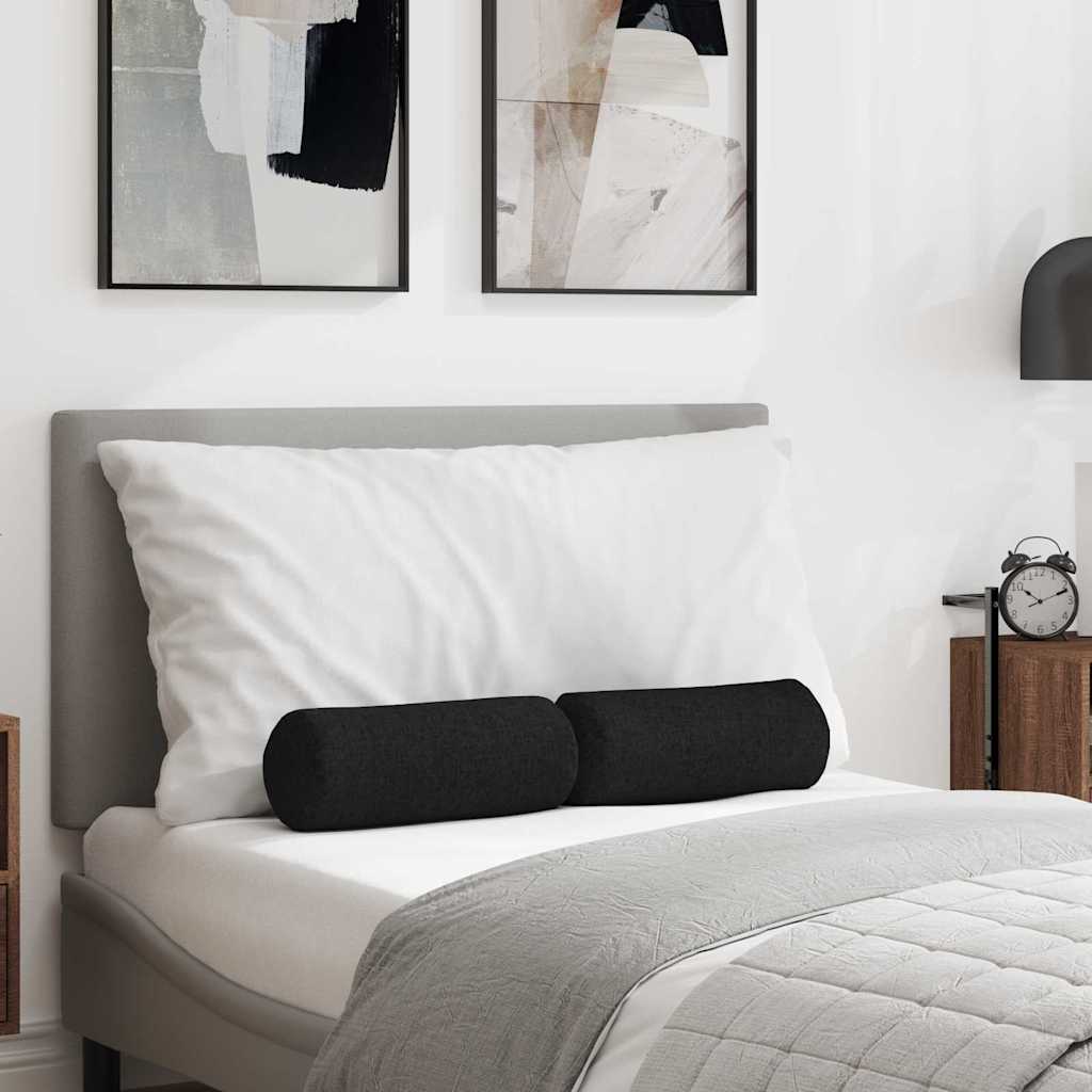 Vidaxl bolster kussens 2 stuks zwart ø 15 x 40 cm stof