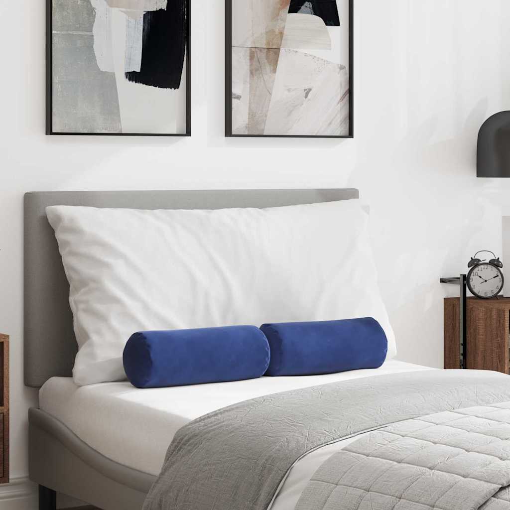 Vidaxl bolster kussens 2 stuks politieblauw ø 15 x 40 cm cordstof