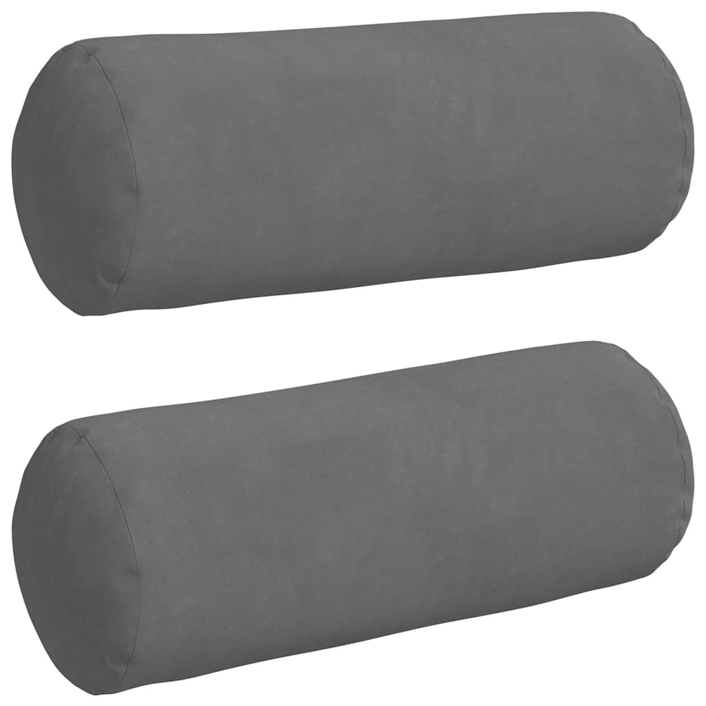 Vidaxl bolster kussens 2 stuks donkergrijs ø 15 x 40 cm microvezel stof