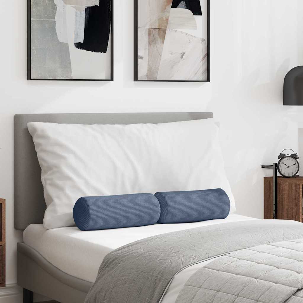 Vidaxl bolster kussens 2 stuks blauw ø 15 x 40 cm cordstof