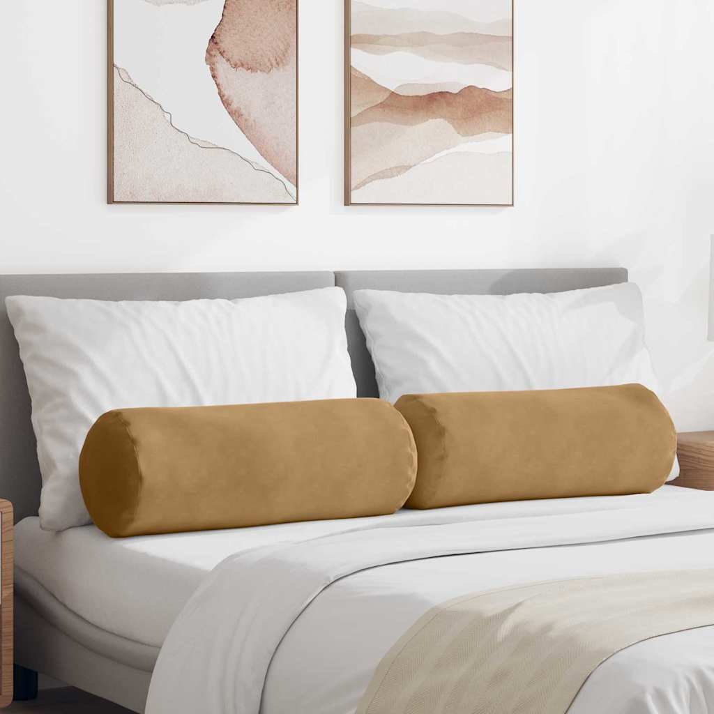 Vidaxl bolster kussens 2 stuks bruin ø 25 x 70 cm cordstof