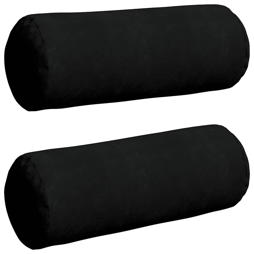 Vidaxl bolster kussens 2 stuks zwart ø 25 x 70 cm microvezel stof
