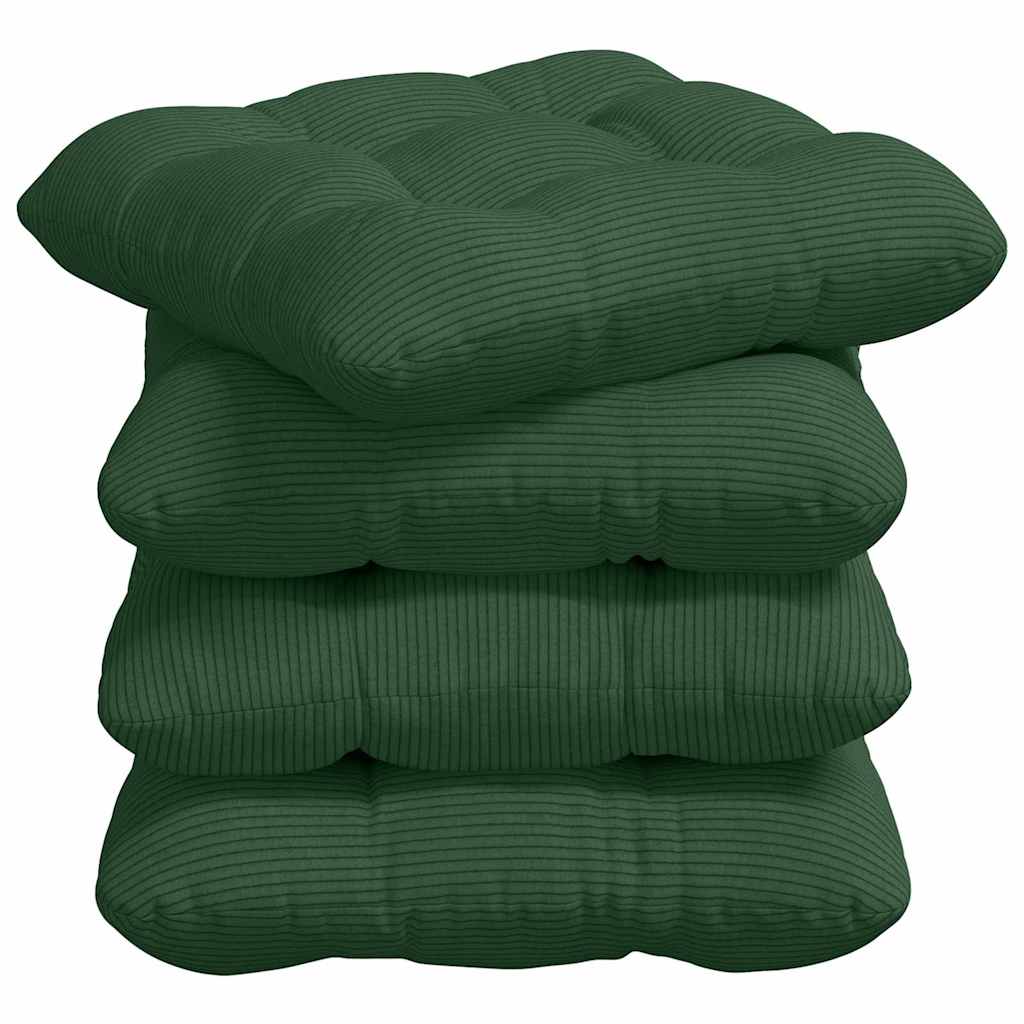 Vidaxl zitkussens 4 pcs donkergroen 45 x 45 cm katoen stof