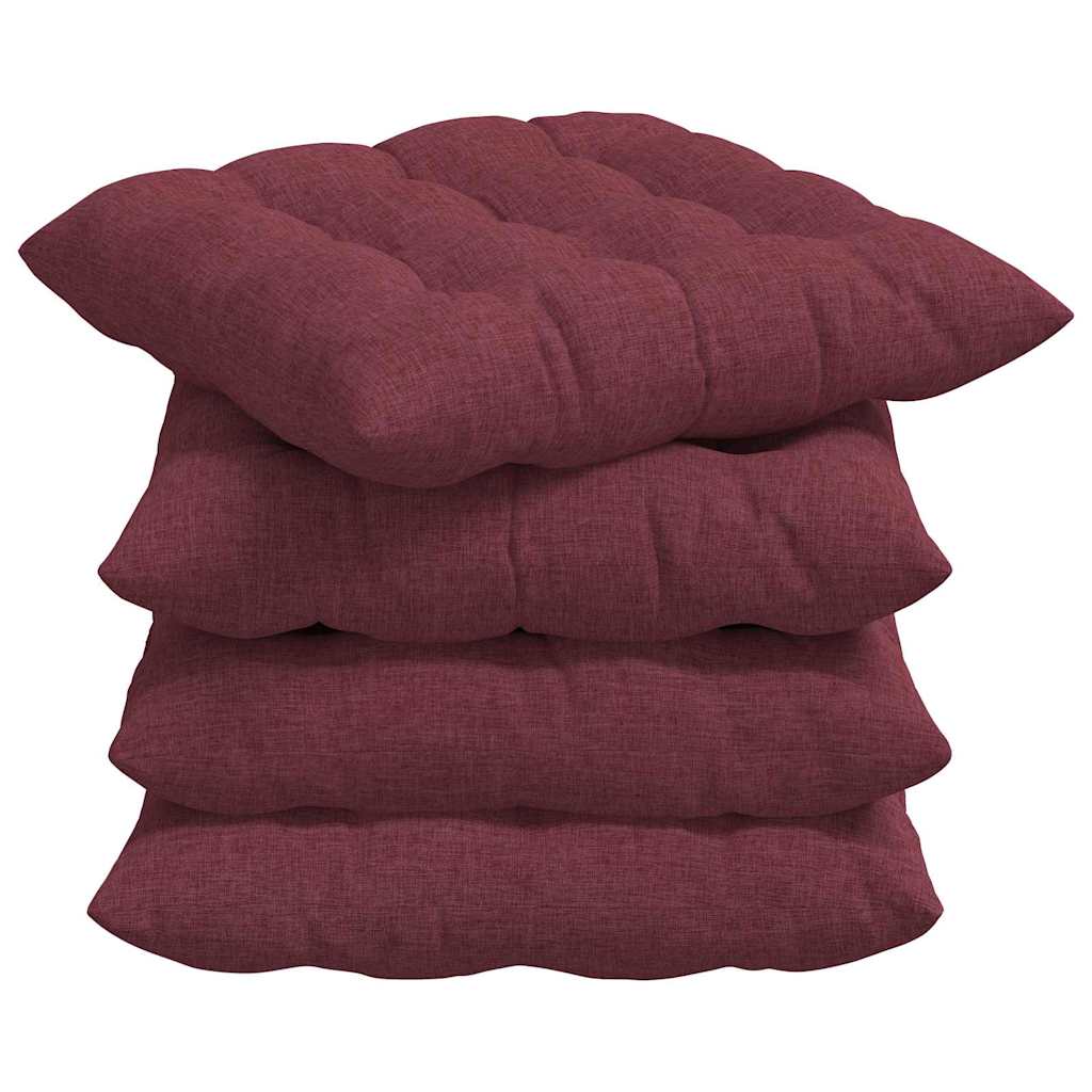 Vidaxl zitkussens 4 pcs wijnrood 40 x 40 x 6 cm stof