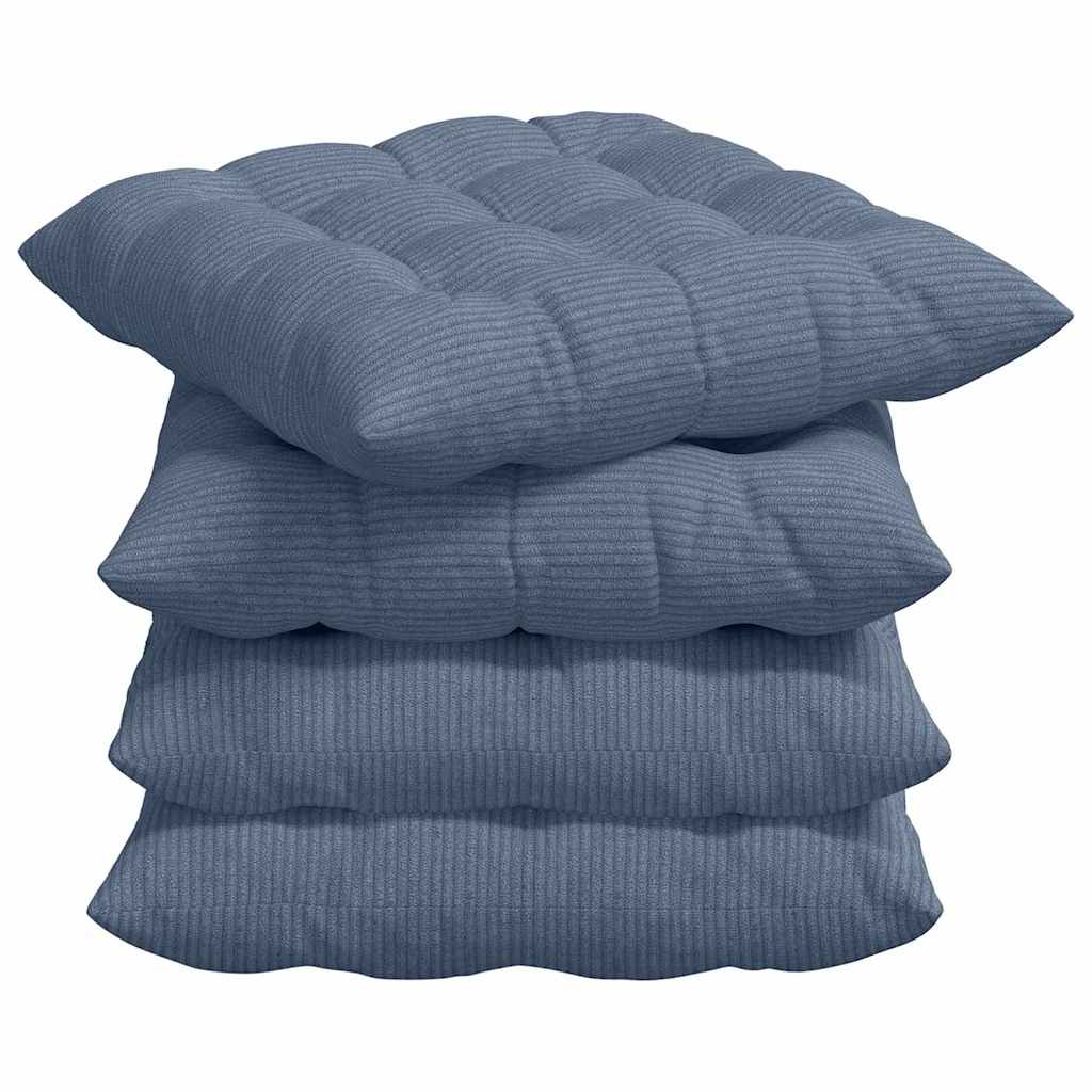 Vidaxl zitkussens 4 pcs blauw 40 x 40 x 6 cm katoen stof