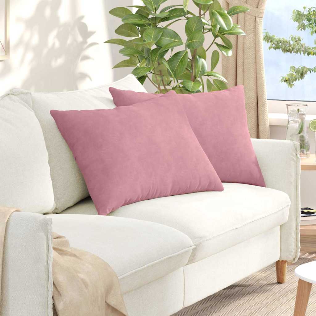 Vidaxl sofa kussens 2 stuks roze 70 x 50 cm cordstof