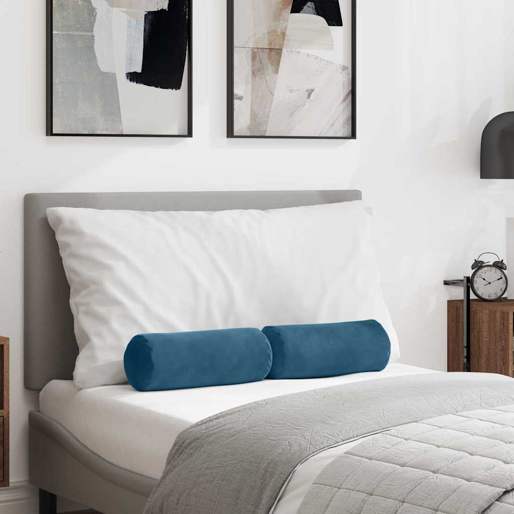 Vidaxl bolster kussens 2 stuks blauw ø 15 x 40 cm cordstof