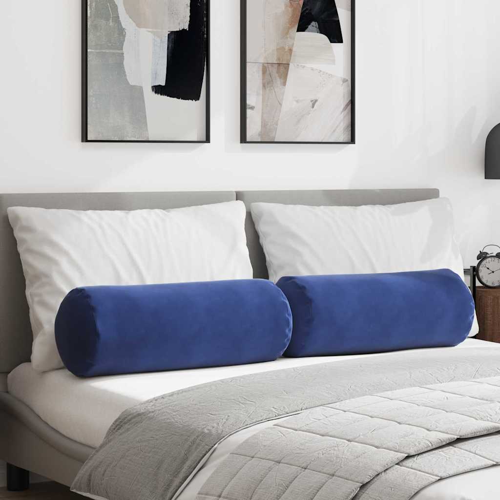 Vidaxl bolster kussens 2 stuks politieblauw ø 25 x 70 cm cordstof
