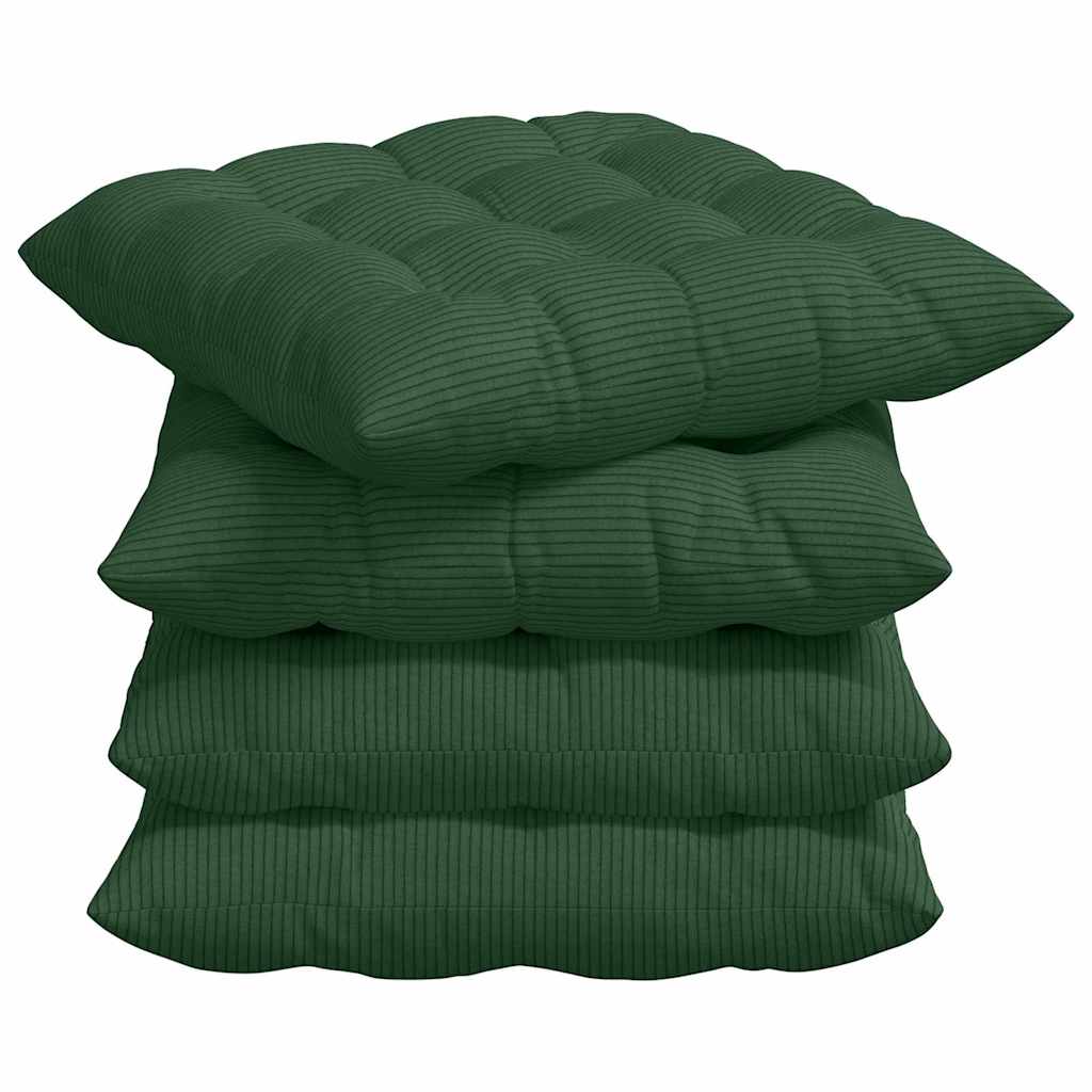 Vidaxl zitkussens 4 pcs donkergroen 40 x 40 x 6 cm katoen stof