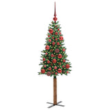 Vidaxl slanke kerstboom groen 150 cm pvc en massief dennenhout