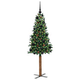 Vidaxl slanke kerstboom groen 150 cm pvc en massief dennenhout