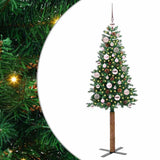 Vidaxl slanke kerstboom groen 150 cm pvc en massief dennenhout