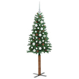 Vidaxl slanke kerstboom groen 150 cm pvc en massief dennenhout