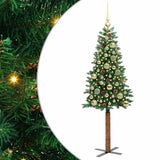 Vidaxl slanke kerstboom groen 150 cm pvc en massief dennenhout