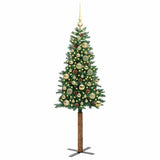 Vidaxl slanke kerstboom groen 150 cm pvc en massief dennenhout