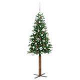 Vidaxl slanke kerstboom groen 150 cm pvc en massief dennenhout