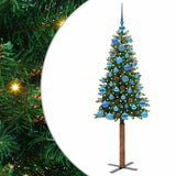 Vidaxl slanke kerstboom groen 150 cm pvc en massief dennenhout
