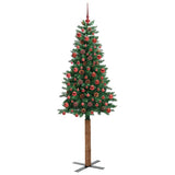 Vidaxl slanke kerstboom groen 180 cm pvc en massief dennenhout