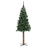 Vidaxl slanke kerstboom groen 180 cm pvc en massief dennenhout
