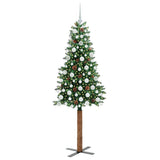 Vidaxl slanke kerstboom groen 180 cm pvc en massief dennenhout