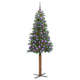 Vidaxl slanke kerstboom groen 180 cm pvc en massief dennenhout