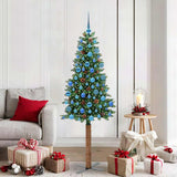 Vidaxl slanke kerstboom groen 180 cm pvc en massief dennenhout