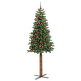 Vidaxl slanke kerstboom groen 210 cm pvc en massief dennenhout