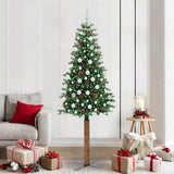 Vidaxl slanke kerstboom groen 210 cm pvc en massief dennenhout