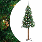 Vidaxl slanke kerstboom groen 210 cm pvc en massief dennenhout