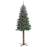 Vidaxl slanke kerstboom groen 210 cm pvc en massief dennenhout