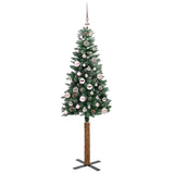 Vidaxl slanke kerstboom groen 150 cm pvc en massief dennenhout