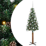 Vidaxl slanke kerstboom groen 150 cm pvc en massief dennenhout