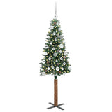 Vidaxl slanke kerstboom groen 150 cm pvc en massief dennenhout