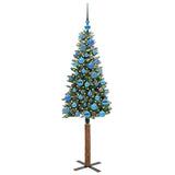 Vidaxl slanke kerstboom groen 150 cm pvc en massief dennenhout
