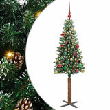 Vidaxl slanke kerstboom groen 150 cm pvc en massief dennenhout