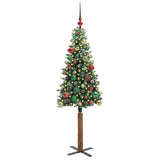 Vidaxl slanke kerstboom groen 150 cm pvc en massief dennenhout