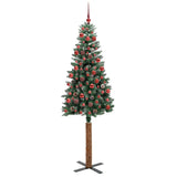 Vidaxl slanke kerstboom groen 180 cm pvc en massief dennenhout