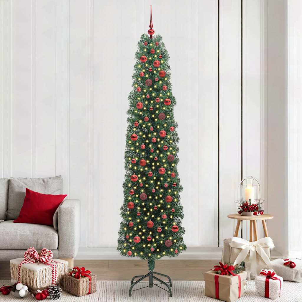 Vidaxl kunstkerstboom groen 240 cm pvc en staal en kunststof