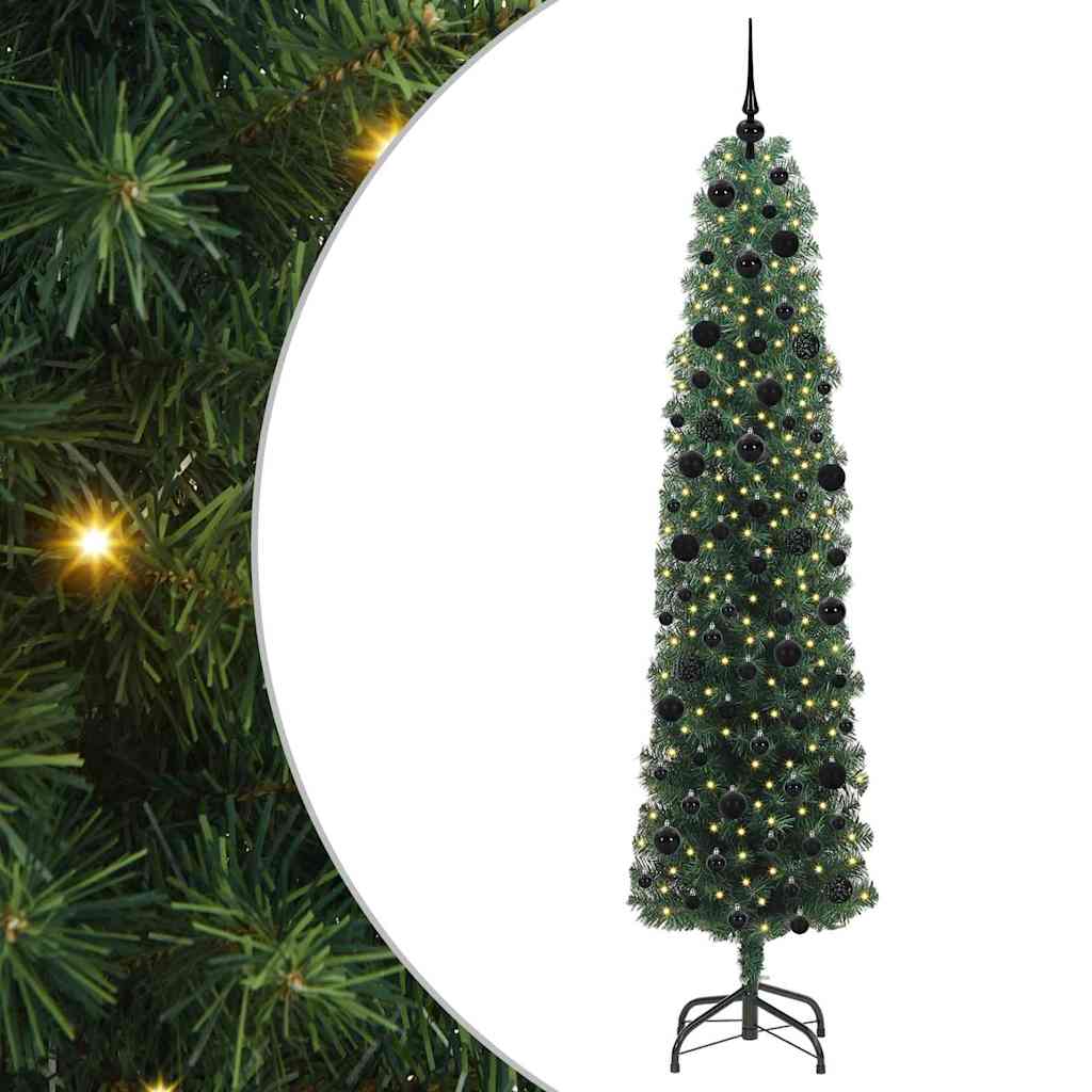 Vidaxl kunstkerstboom groen 240 cm pvc en staal en kunststof