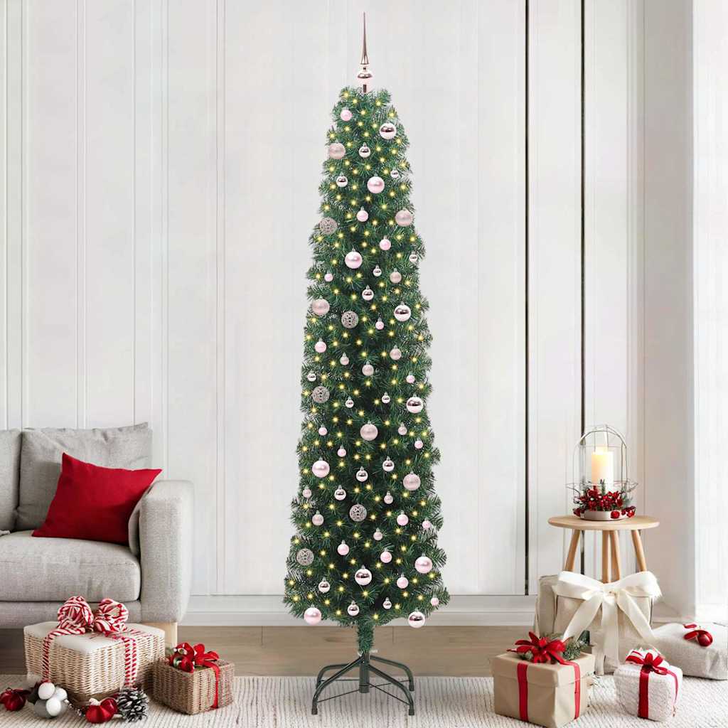 Vidaxl kunstkerstboom groen 240 cm pvc en staal en kunststof