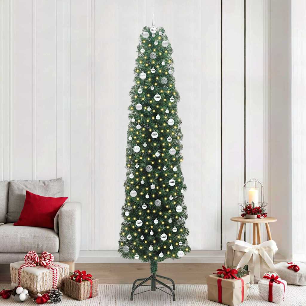 Vidaxl kunstkerstboom groen 240 cm pvc en staal en kunststof