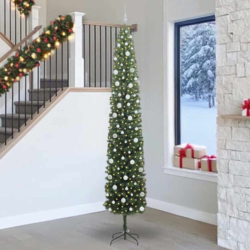 Vidaxl kunstkerstboom groen 270 cm pvc en staal en kunststof