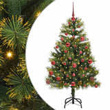 Vidaxl kunstmatige scharnier kerstboom met cones groen 150 cm